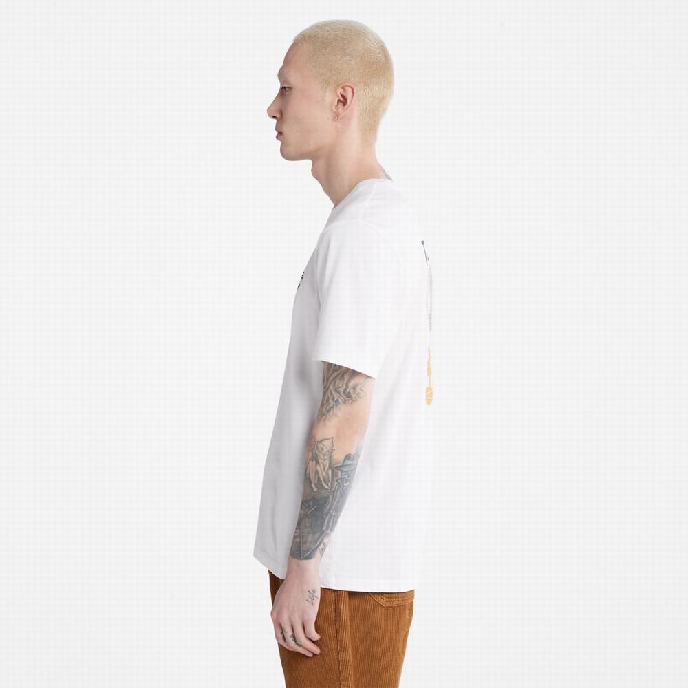 Timberland Multi-Logo Back-Graphic Tişört Erkek Beyaz | TR-8012G