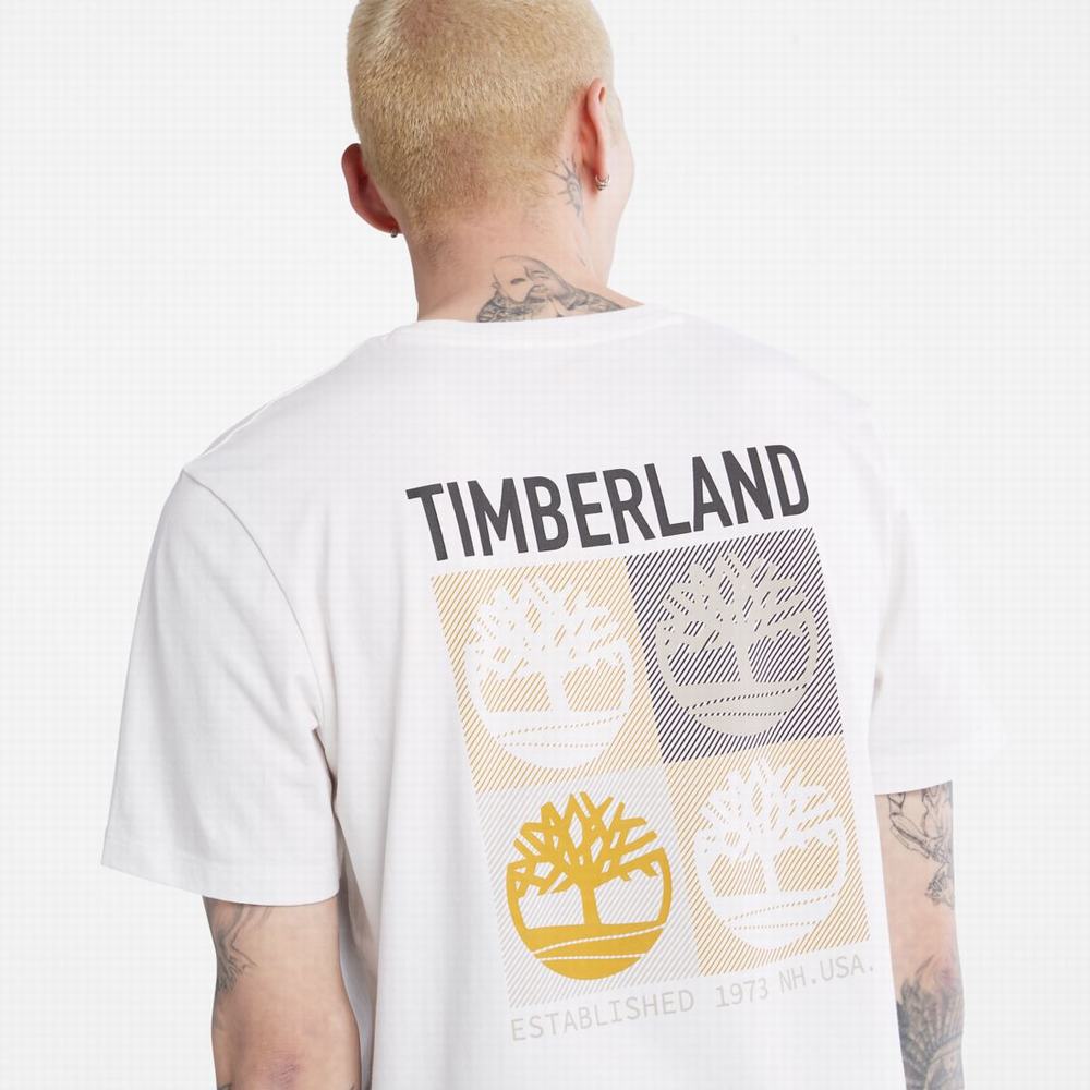 Timberland Multi-Logo Back-Graphic Tişört Erkek Beyaz | TR-8012G