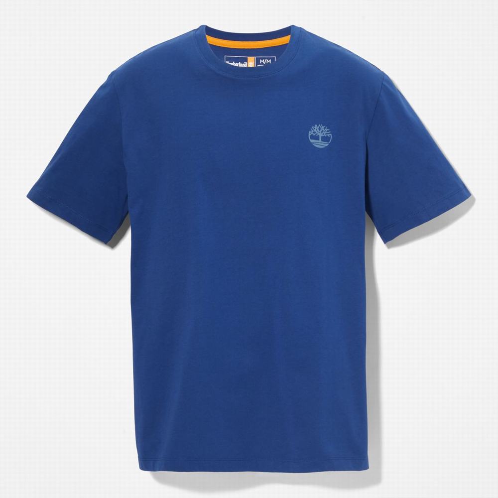 Timberland Multi-Logo Back-Graphic Tişört Erkek Mavi | TR-9275H