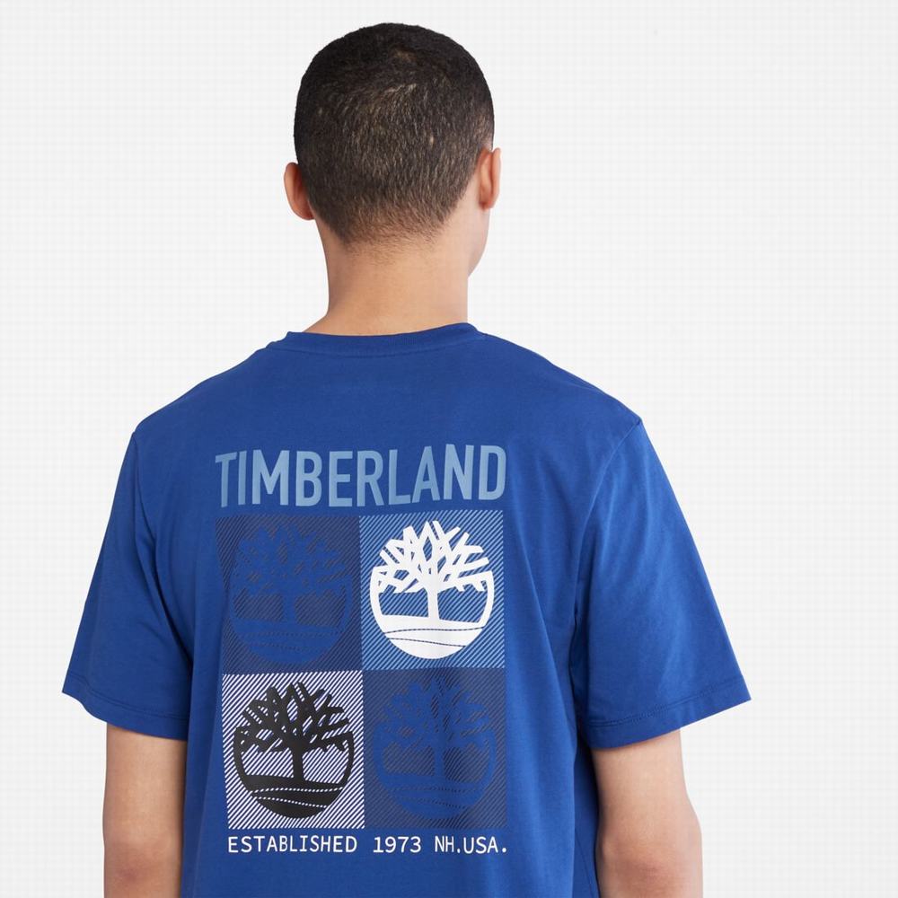 Timberland Multi-Logo Back-Graphic Tişört Erkek Mavi | TR-9275H
