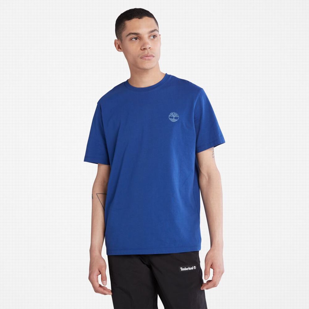Timberland Multi-Logo Back-Graphic Tişört Erkek Mavi | TR-9275H