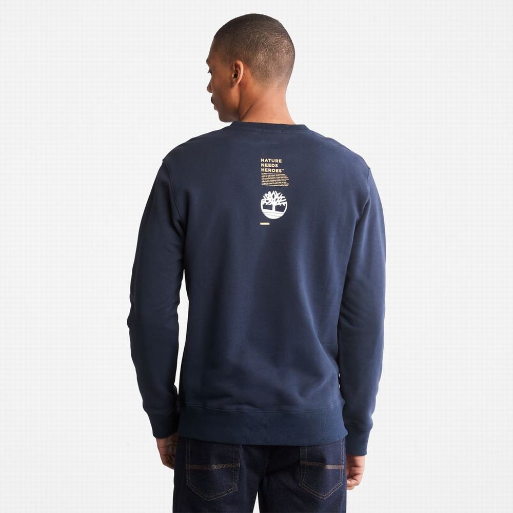 Timberland Nature Needs Heroes™ Crewneck Tişörtü Erkek Koyu Mavi | TR-6412Q