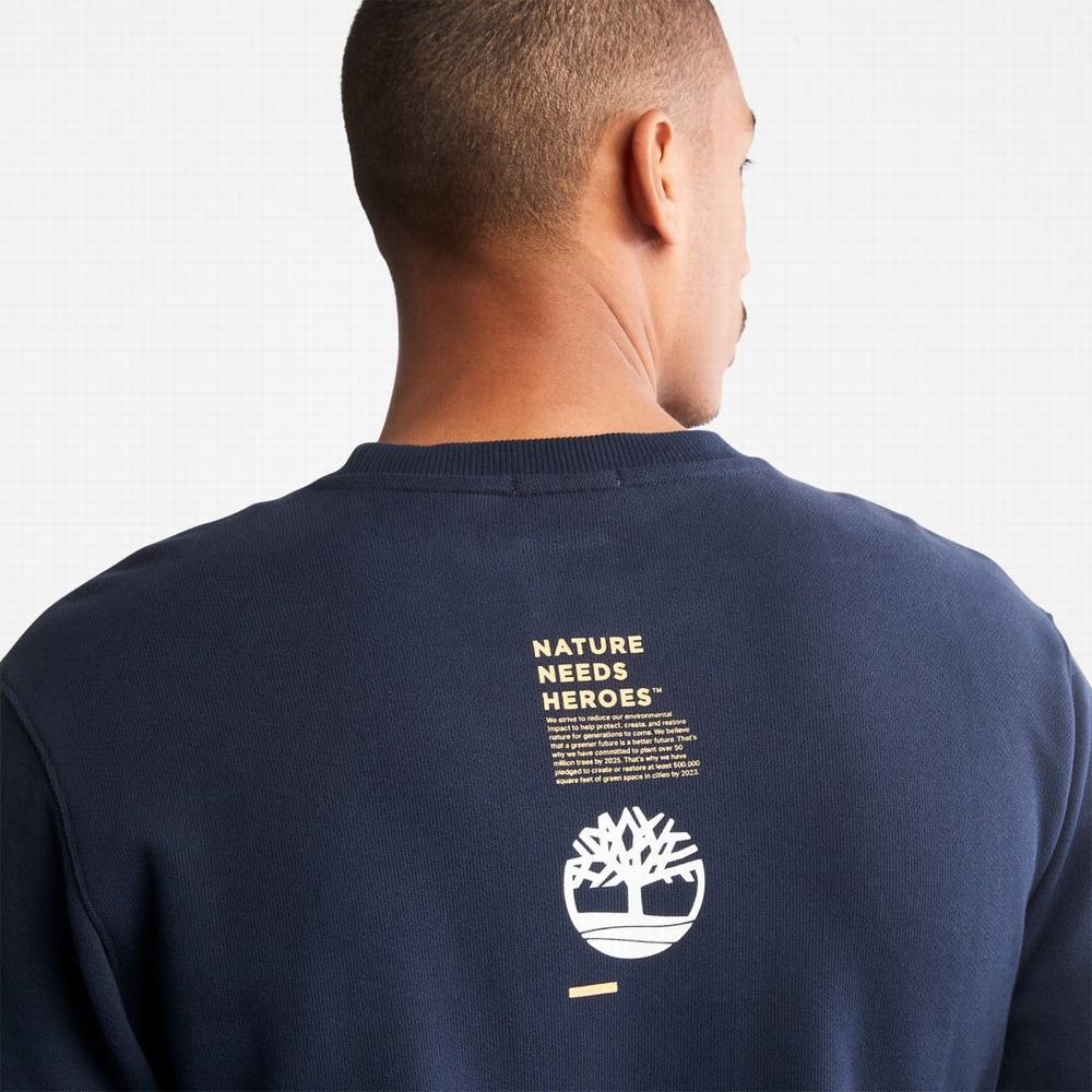 Timberland Nature Needs Heroes™ Crewneck Tişörtü Erkek Koyu Mavi | TR-6412Q