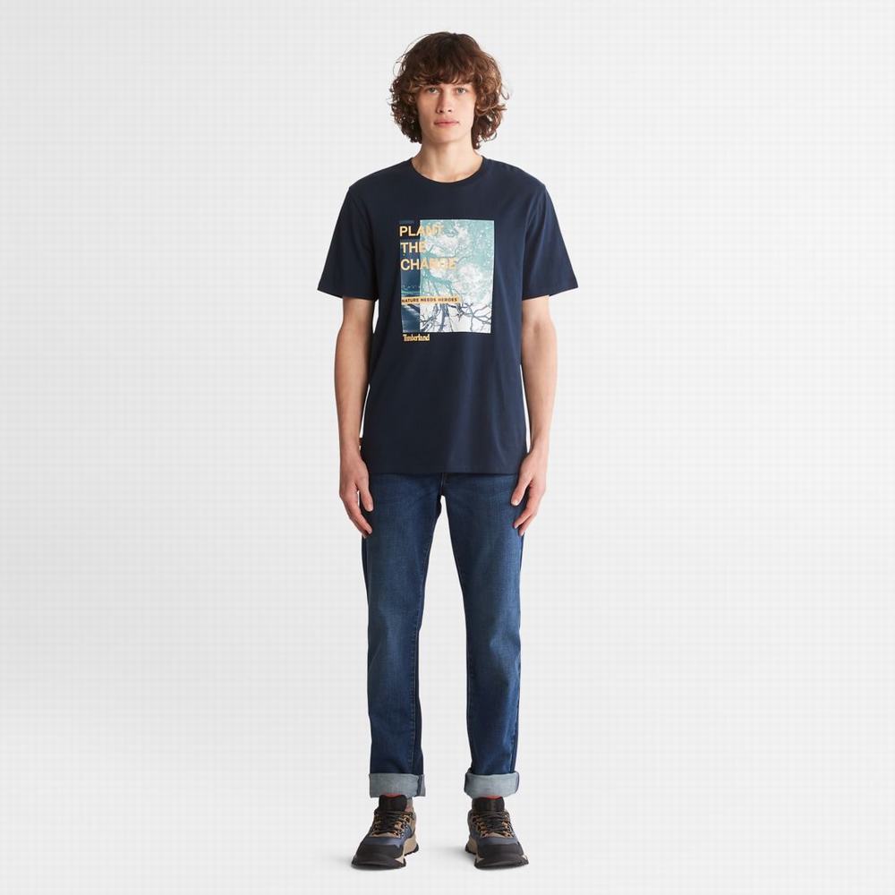 Timberland Nature Needs Heroes™ Front-Graphic Tişört Erkek Koyu Mavi | TR-3420X