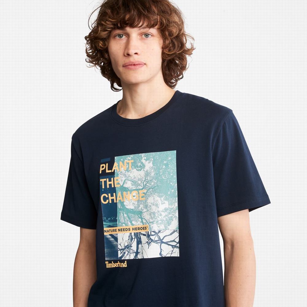 Timberland Nature Needs Heroes™ Front-Graphic Tişört Erkek Koyu Mavi | TR-3420X
