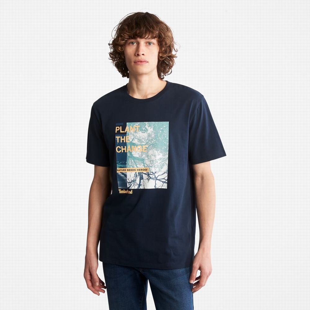 Timberland Nature Needs Heroes™ Front-Graphic Tişört Erkek Koyu Mavi | TR-3420X
