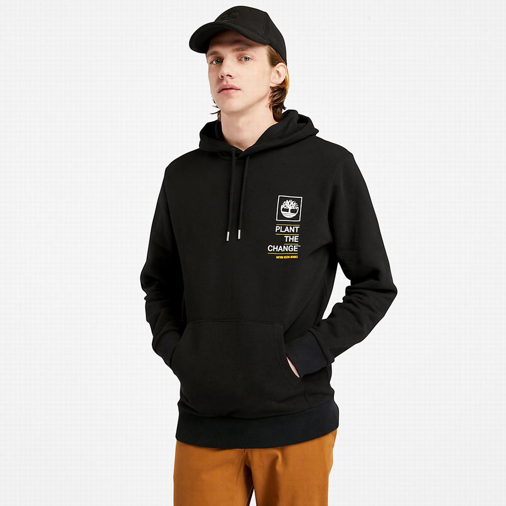 Timberland Nature Needs Heroes™ Graphic Kapüşonlu Sweatshirt Erkek Siyah | TR-1658Z