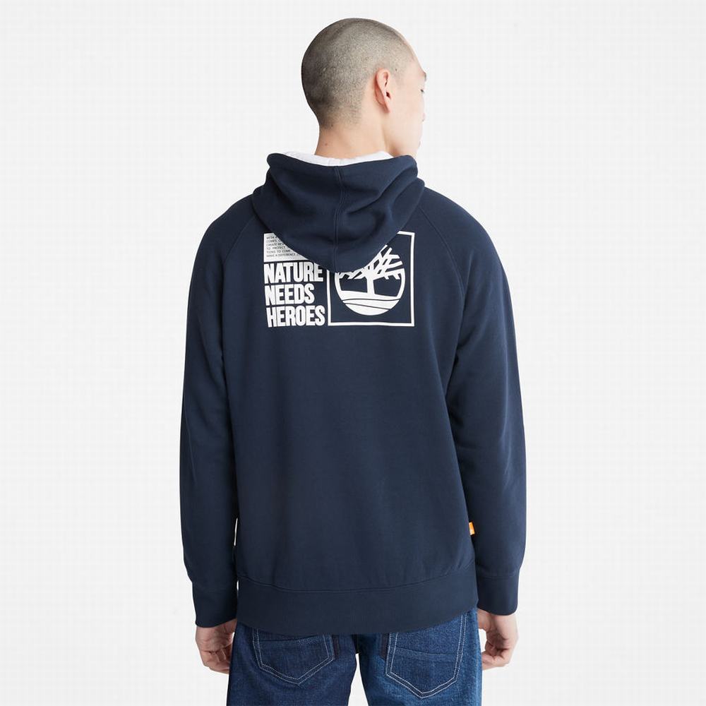 Timberland Nature Needs Heroes™ Kapüşonlu Sweatshirt Erkek Koyu Mavi | TR-5937Q