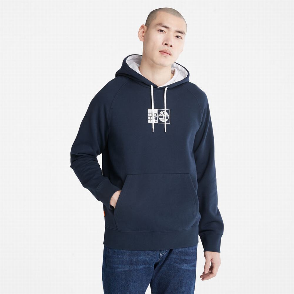 Timberland Nature Needs Heroes™ Kapüşonlu Sweatshirt Erkek Koyu Mavi | TR-5937Q