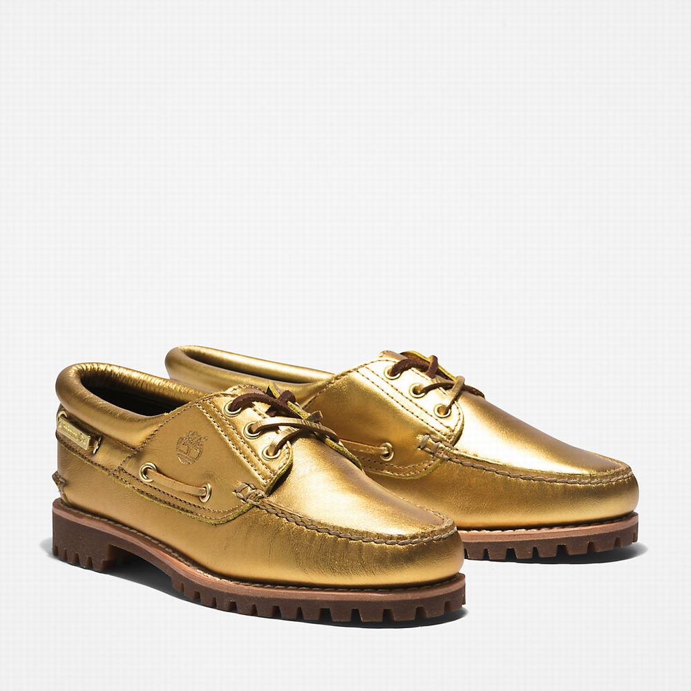 Timberland Noreen 3-Eye Lug Handsewn Tekne Ayakkabısı Kadın Altın | TR-4985V