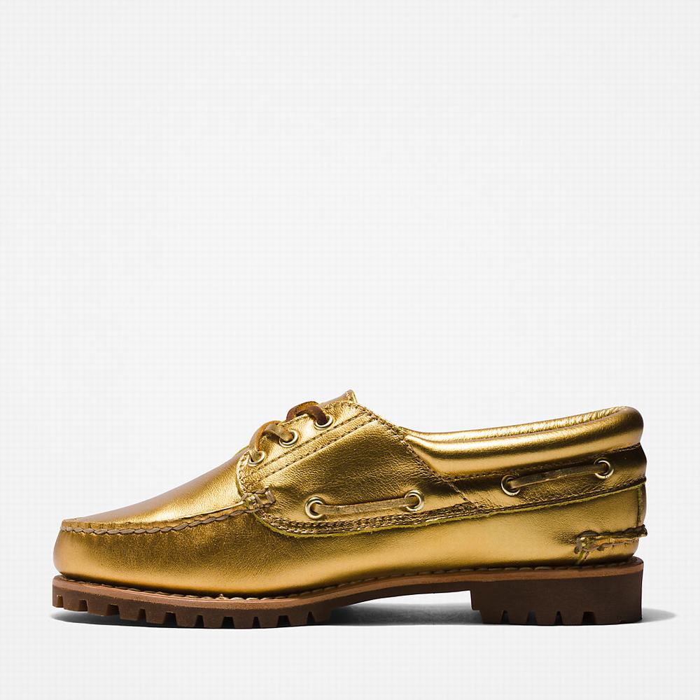 Timberland Noreen 3-Eye Lug Handsewn Tekne Ayakkabısı Kadın Altın | TR-4985V