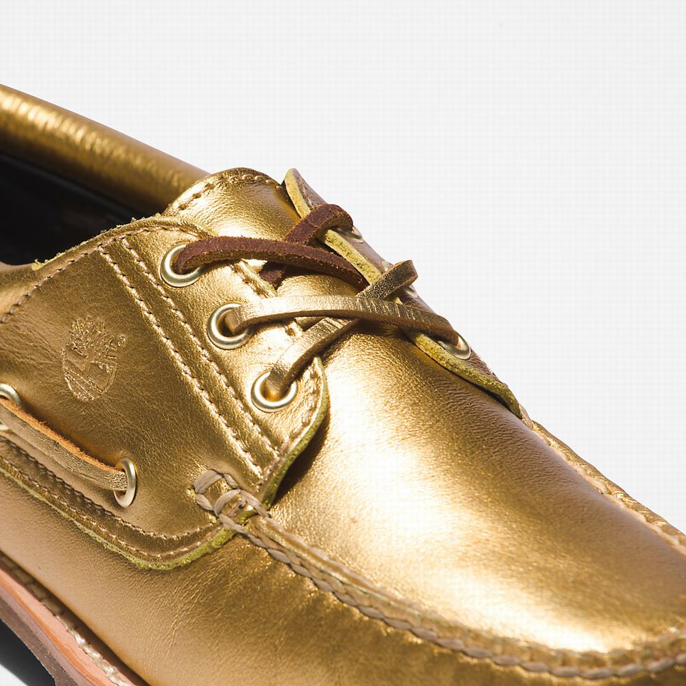 Timberland Noreen 3-Eye Lug Handsewn Tekne Ayakkabısı Kadın Altın | TR-4985V