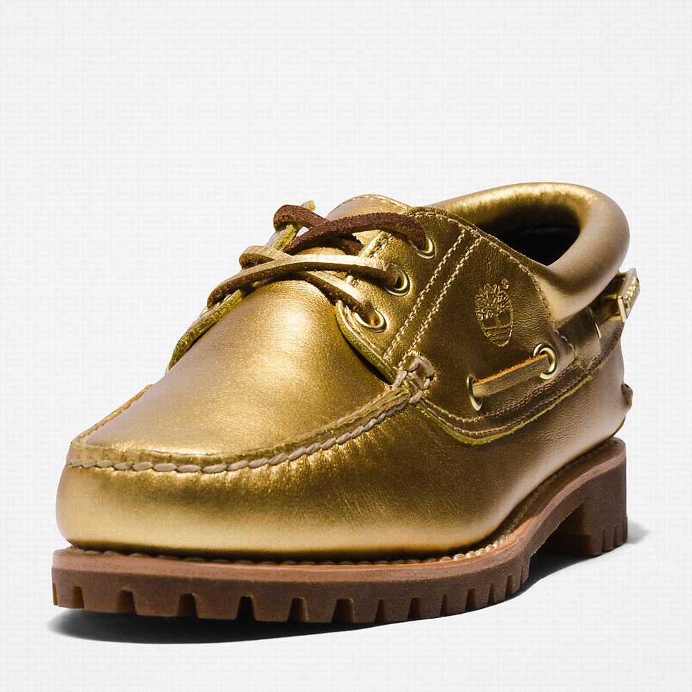 Timberland Noreen 3-Eye Lug Handsewn Tekne Ayakkabısı Kadın Altın | TR-4985V