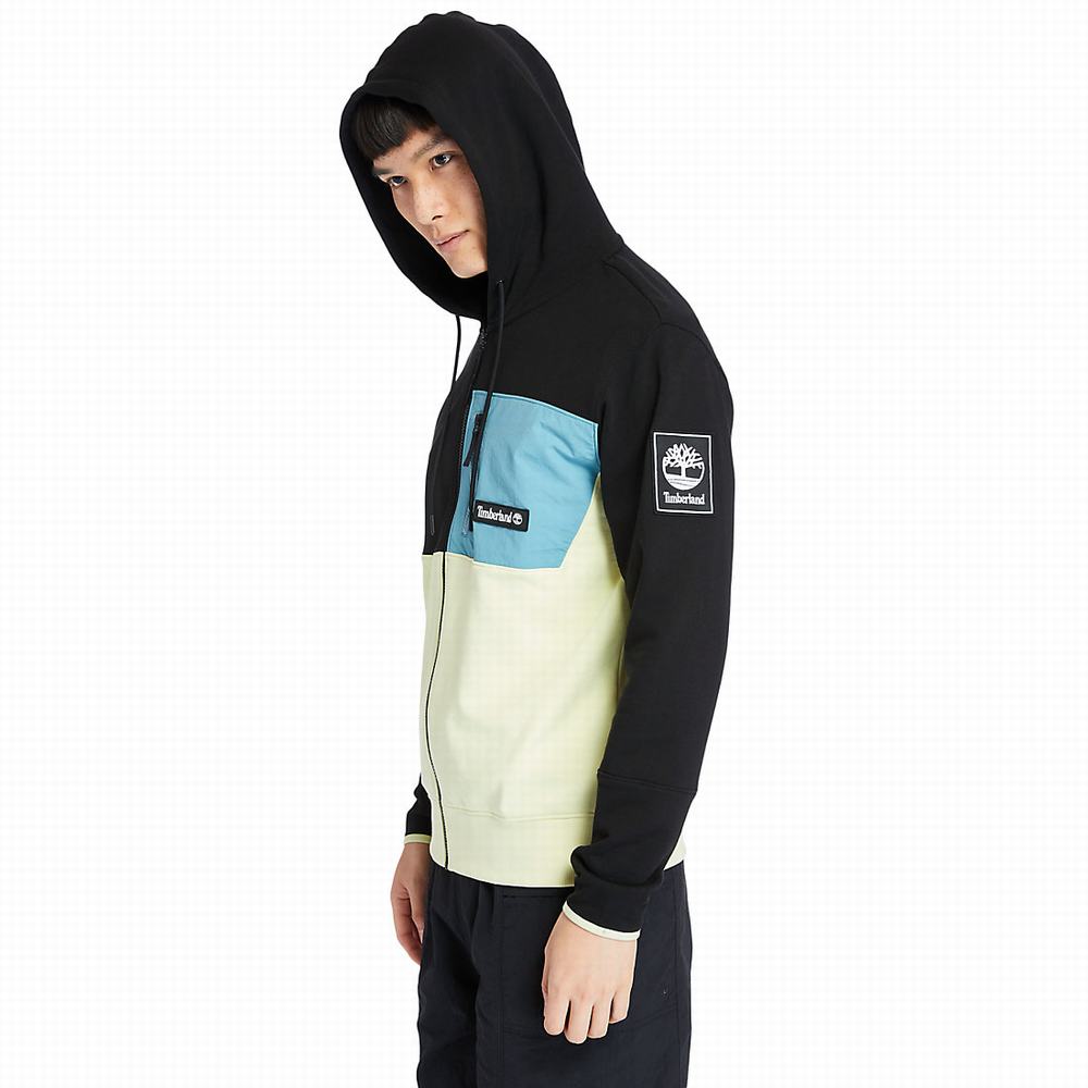 Timberland Outdoor Archive Full-zip Kapüşonlu Sweatshirt Erkek Siyah Yeşil | TR-9640Q