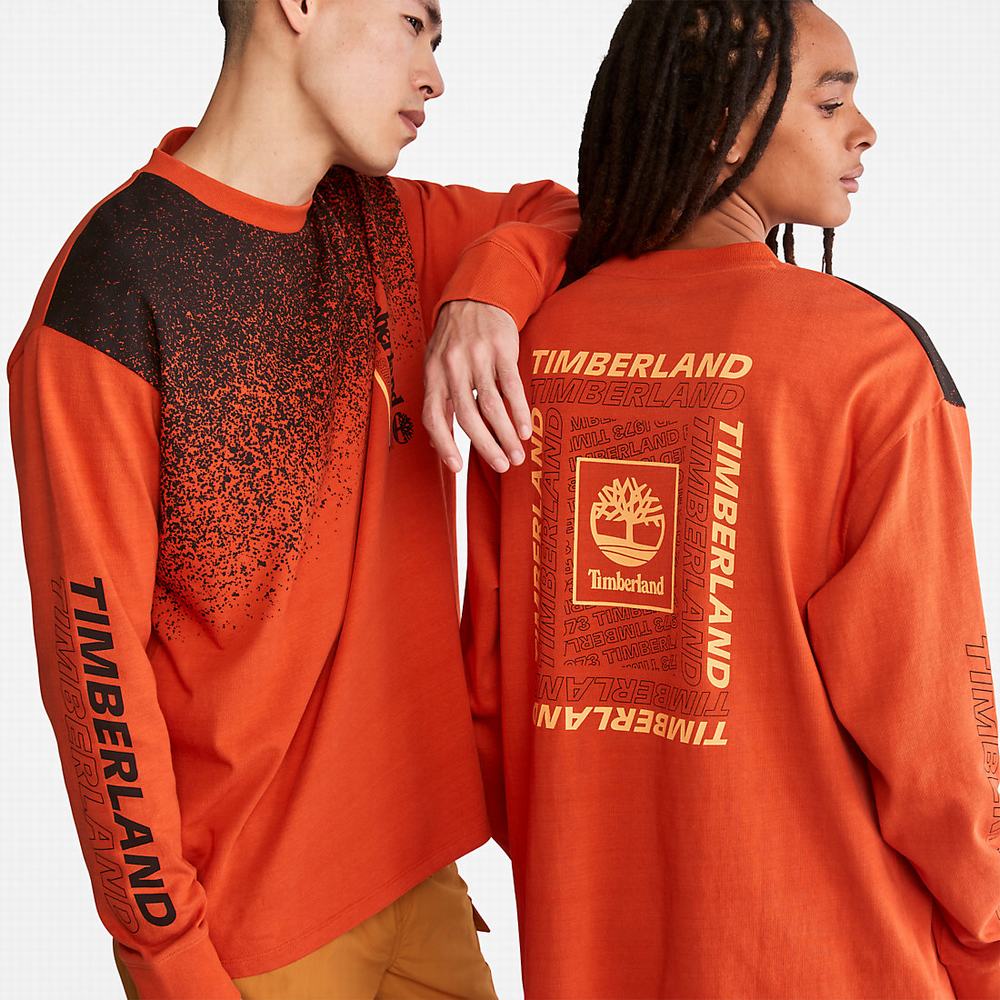 Timberland Outdoor Archive Long-sleeved Graphic Tişört Erkek Turuncu | TR-0971C