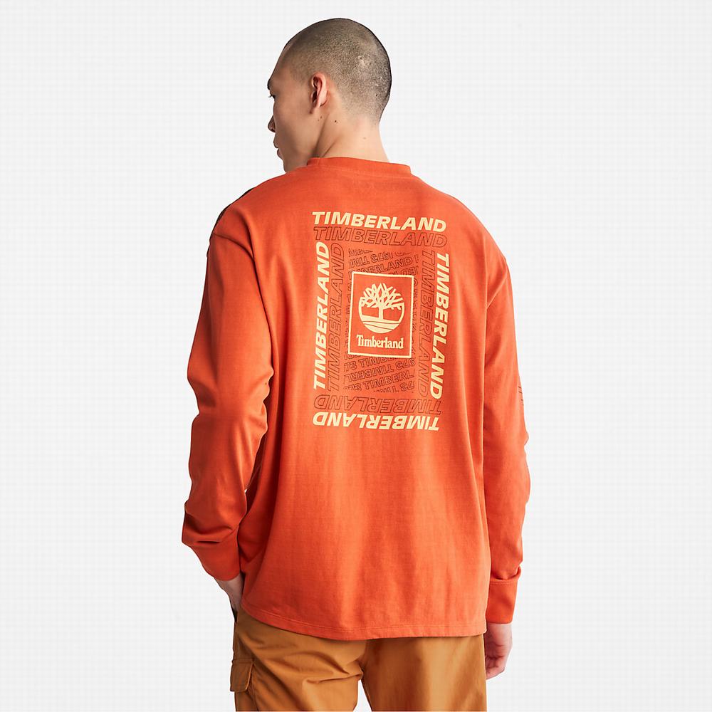 Timberland Outdoor Archive Long-sleeved Graphic Tişört Erkek Turuncu | TR-0971C