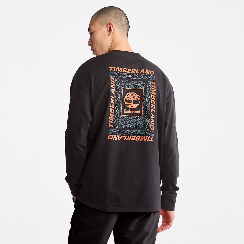 Timberland Outdoor Archive Long-sleeved Graphic Tişört Erkek Siyah | TR-6938V