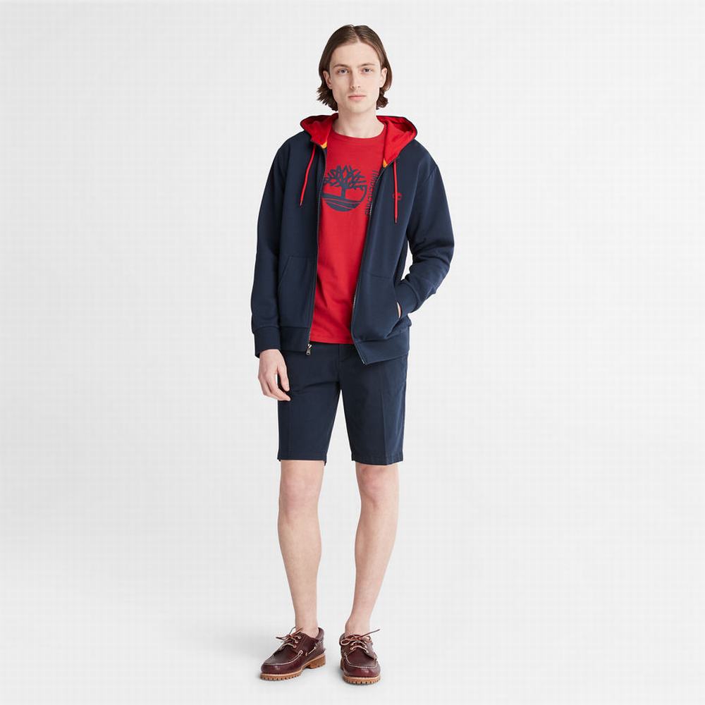 Timberland Oyster River Zip Kapüşonlu Sweatshirt Erkek Lacivert | TR-0127X