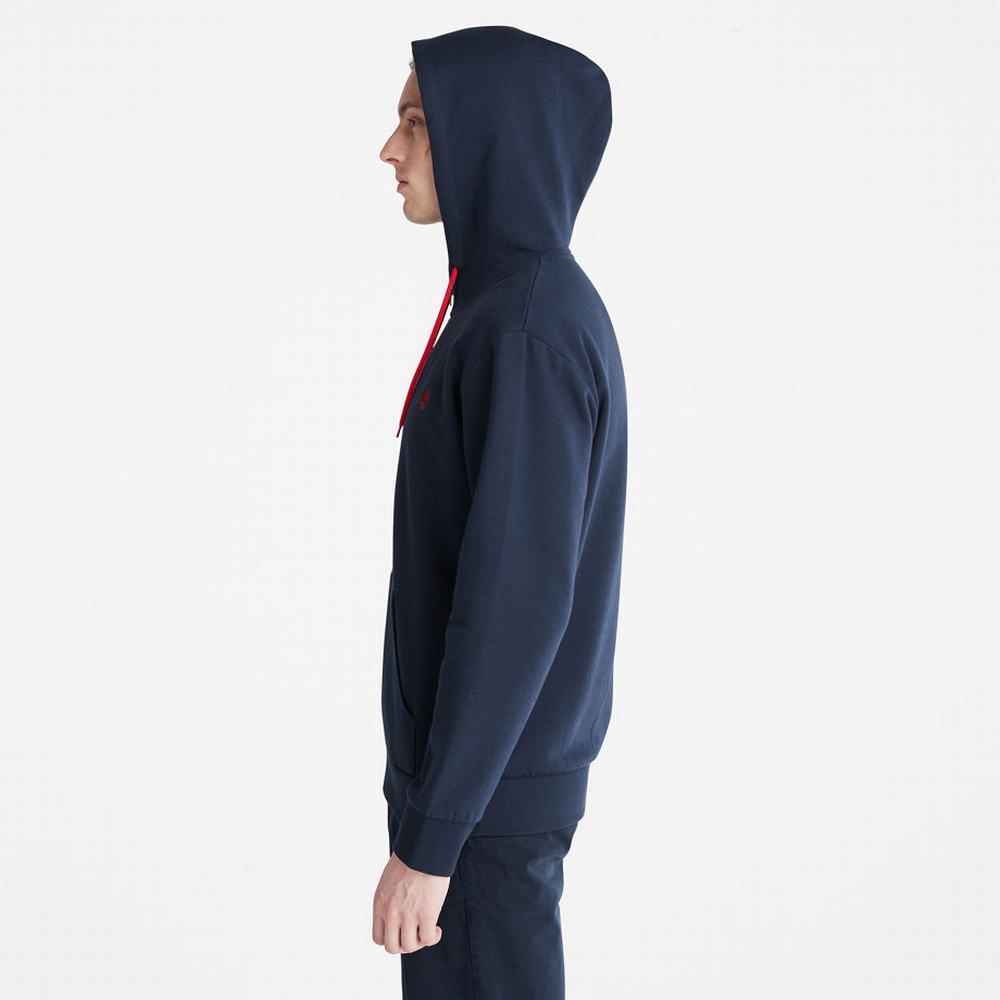 Timberland Oyster River Zip Kapüşonlu Sweatshirt Erkek Lacivert | TR-0127X