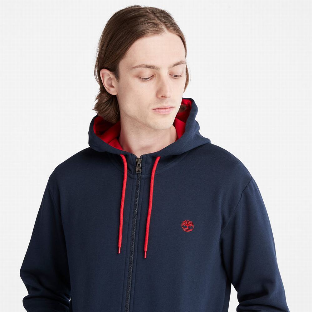 Timberland Oyster River Zip Kapüşonlu Sweatshirt Erkek Lacivert | TR-0127X