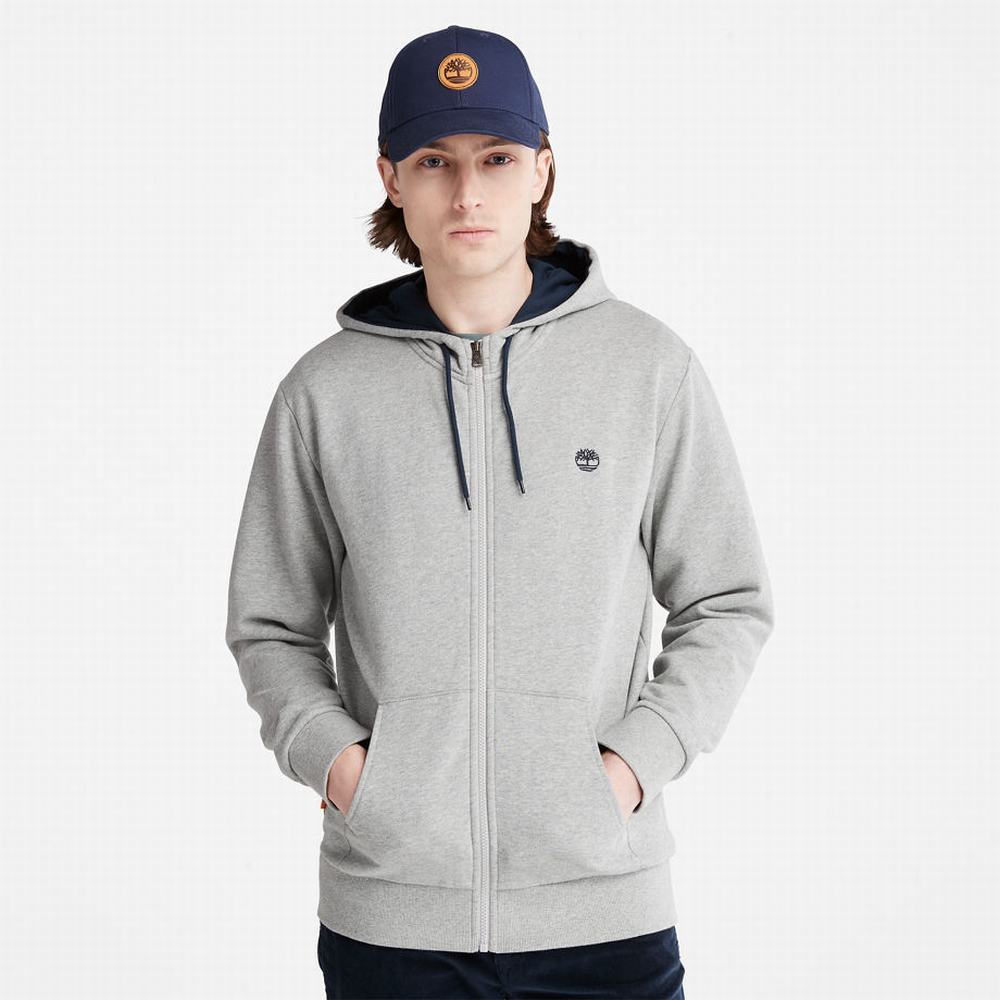 Timberland Oyster River Zip Kapüşonlu Sweatshirt Erkek Gri | TR-0372C