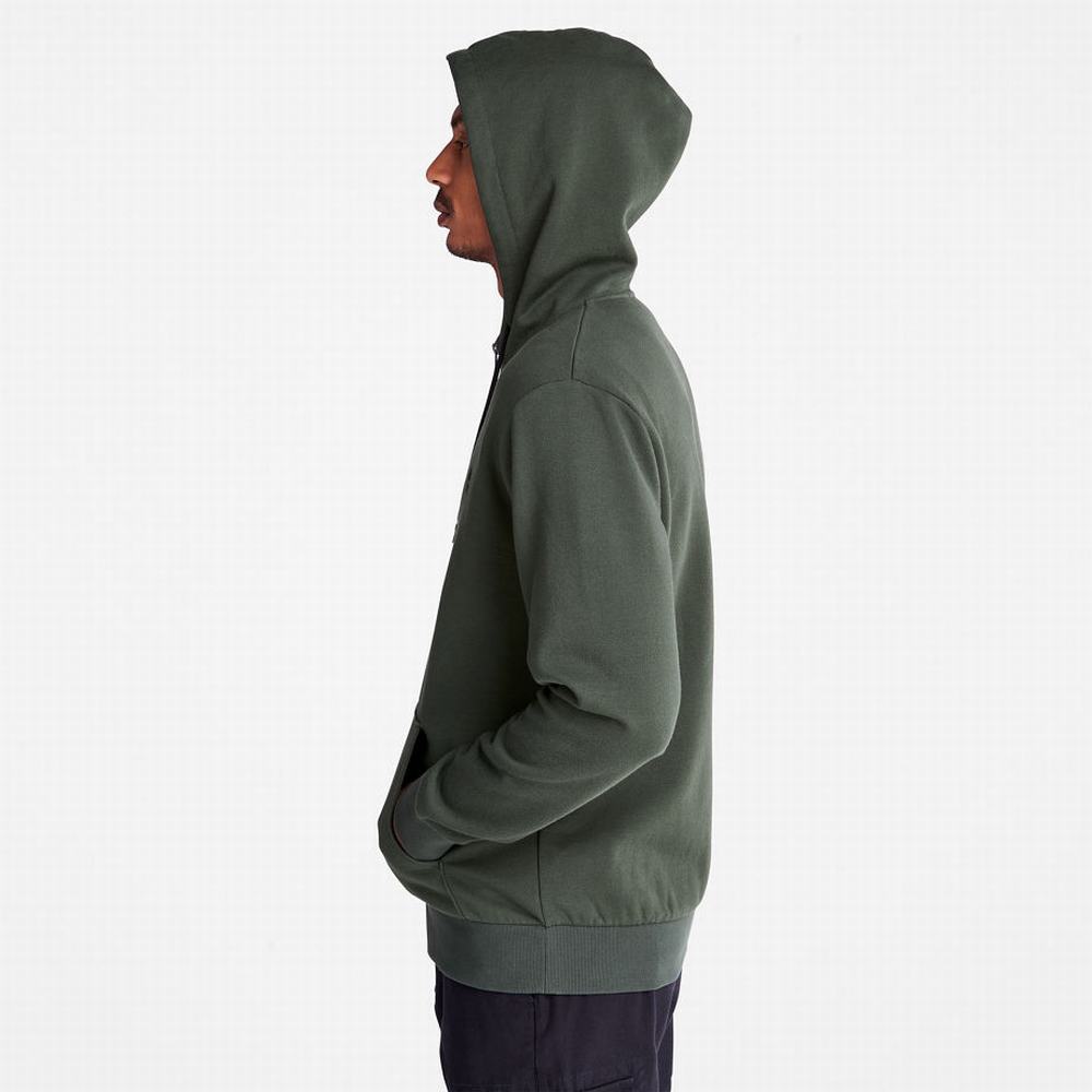 Timberland Oyster River Zip Kapüşonlu Sweatshirt Erkek Koyu Yeşil | TR-3542N