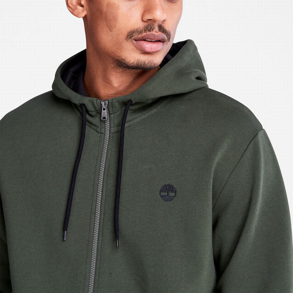 Timberland Oyster River Zip Kapüşonlu Sweatshirt Erkek Koyu Yeşil | TR-3542N