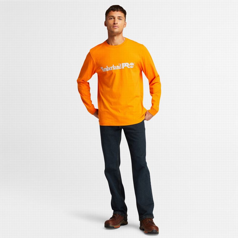Timberland PRO® Base Plate Long-Sleeve Graphic Tişört Erkek Turuncu | TR-5064C