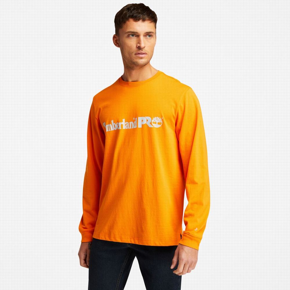 Timberland PRO® Base Plate Long-Sleeve Graphic Tişört Erkek Turuncu | TR-5064C