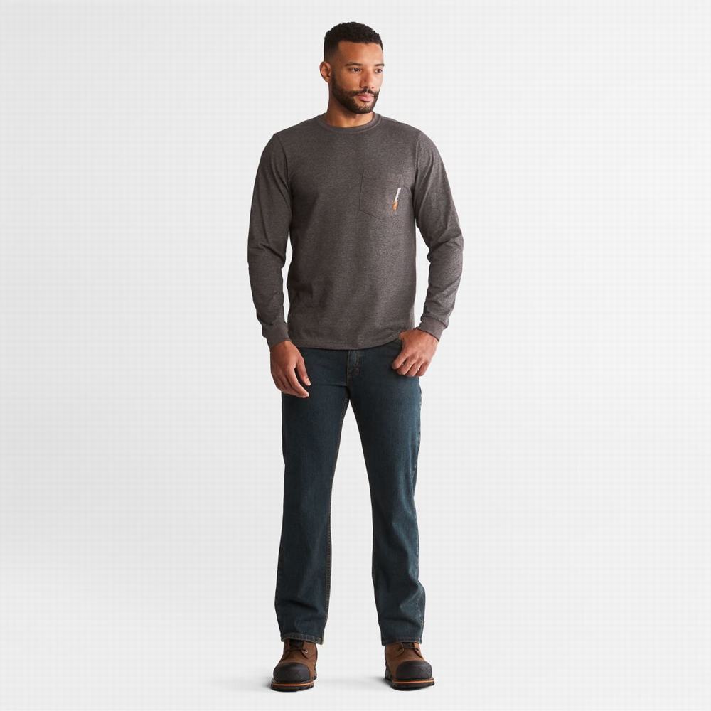 Timberland PRO® Base Plate Long-Sleeve Tişört Erkek Koyu Gri | TR-4035B