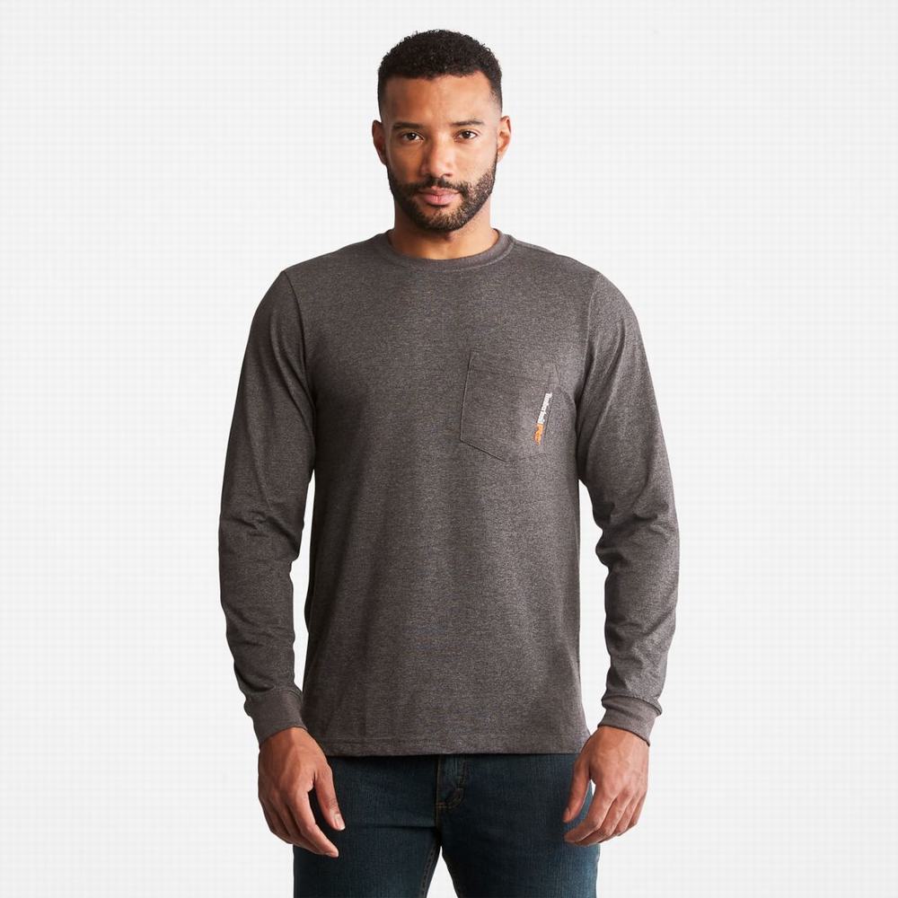 Timberland PRO® Base Plate Long-Sleeve Tişört Erkek Koyu Gri | TR-4035B
