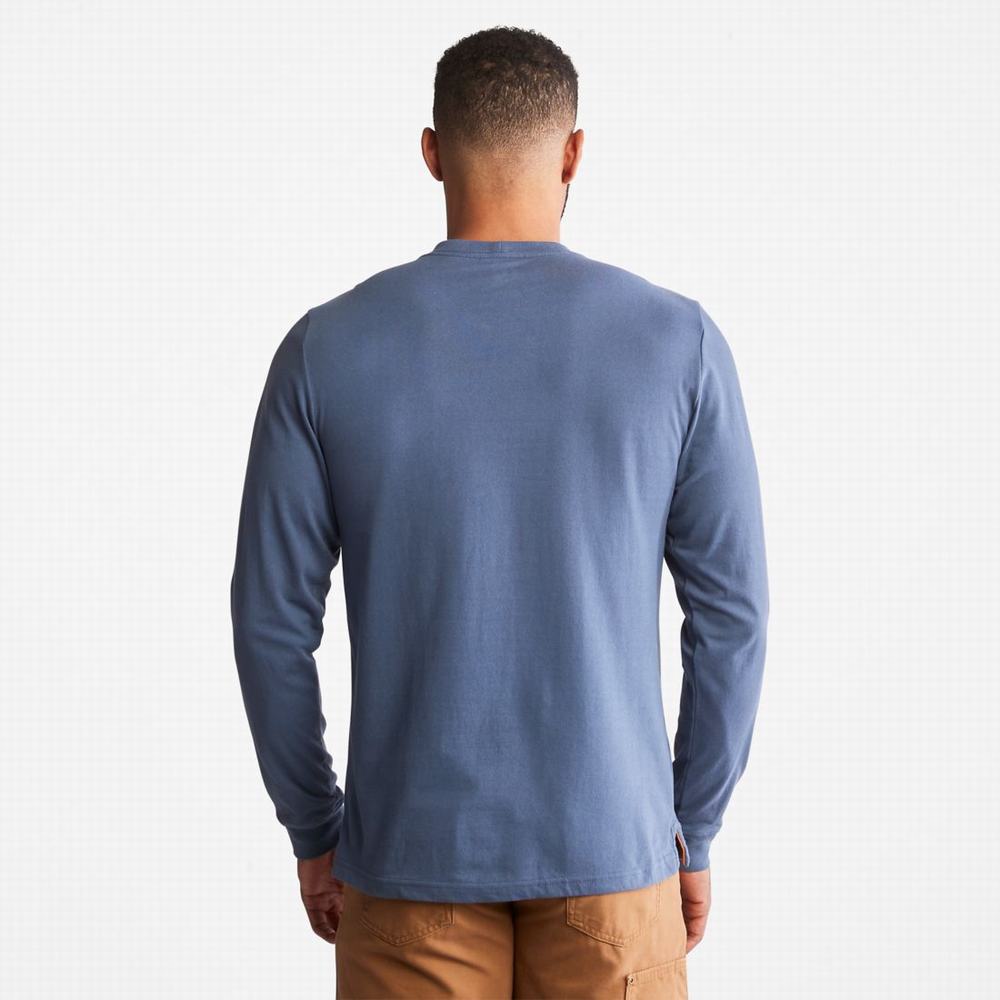 Timberland PRO® Base Plate Long-Sleeve Tişört Erkek Indigo | TR-6180X