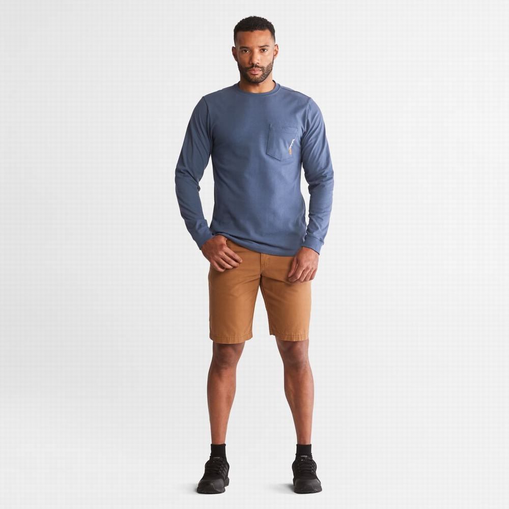 Timberland PRO® Base Plate Long-Sleeve Tişört Erkek Indigo | TR-6180X