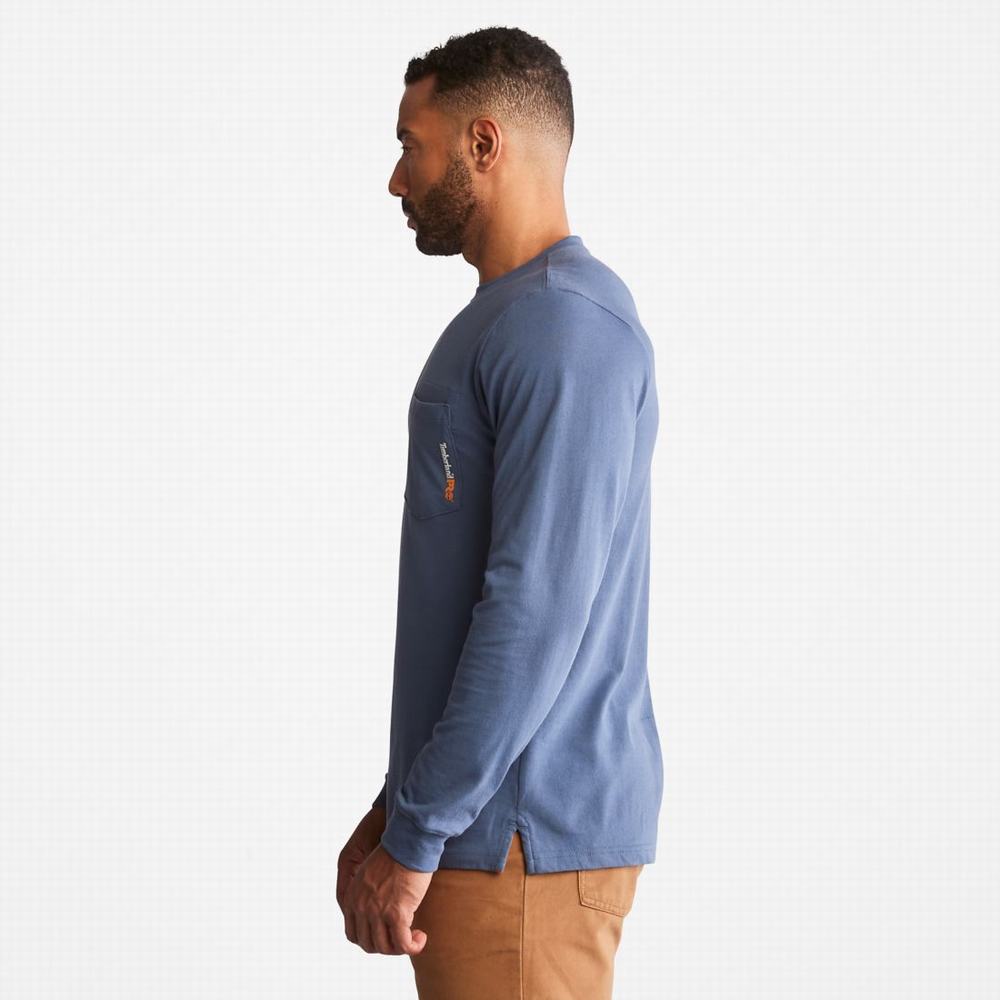 Timberland PRO® Base Plate Long-Sleeve Tişört Erkek Indigo | TR-6180X