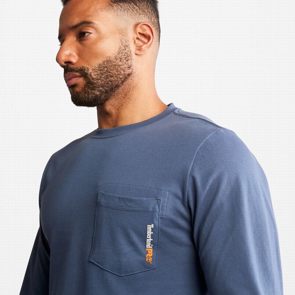 Timberland PRO® Base Plate Long-Sleeve Tişört Erkek Indigo | TR-6180X