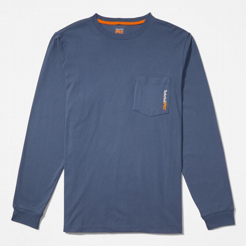 Timberland PRO® Base Plate Long-Sleeve Tişört Erkek Indigo | TR-6180X