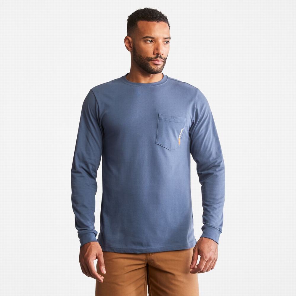 Timberland PRO® Base Plate Long-Sleeve Tişört Erkek Indigo | TR-6180X