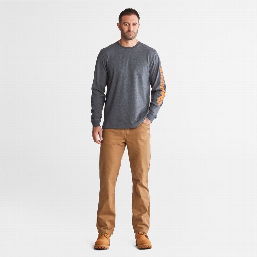 Timberland PRO® Base Plate Long-Sleeve Wicking Tişört Erkek Lacivert | TR-0892K