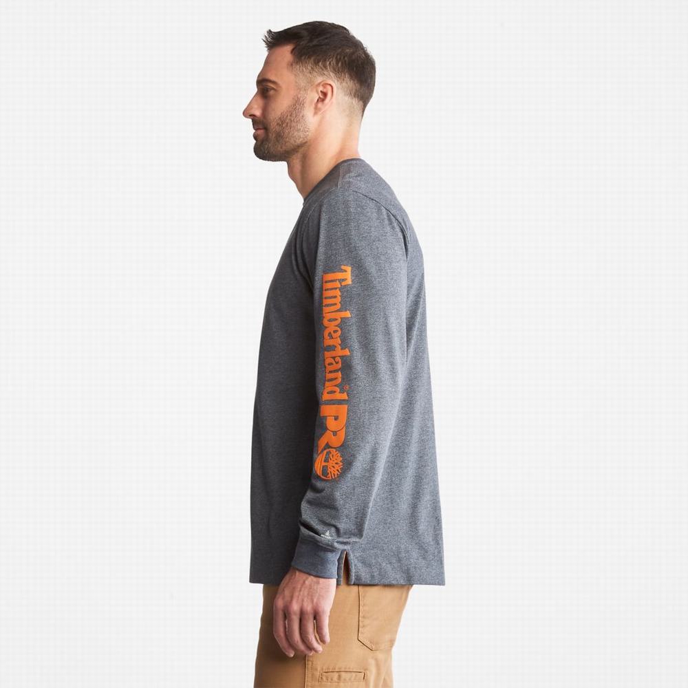 Timberland PRO® Base Plate Long-Sleeve Wicking Tişört Erkek Lacivert | TR-0892K