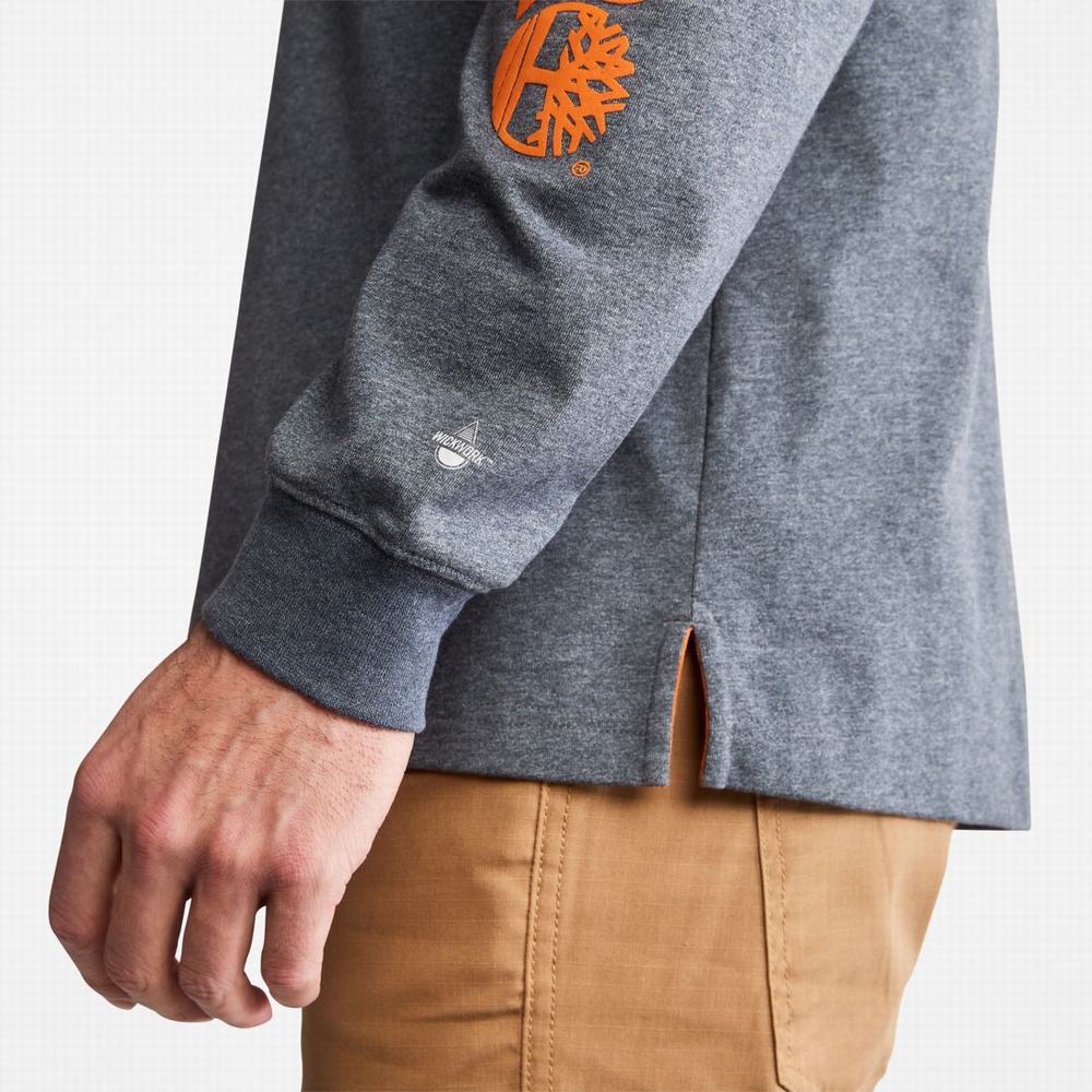 Timberland PRO® Base Plate Long-Sleeve Wicking Tişört Erkek Lacivert | TR-0892K