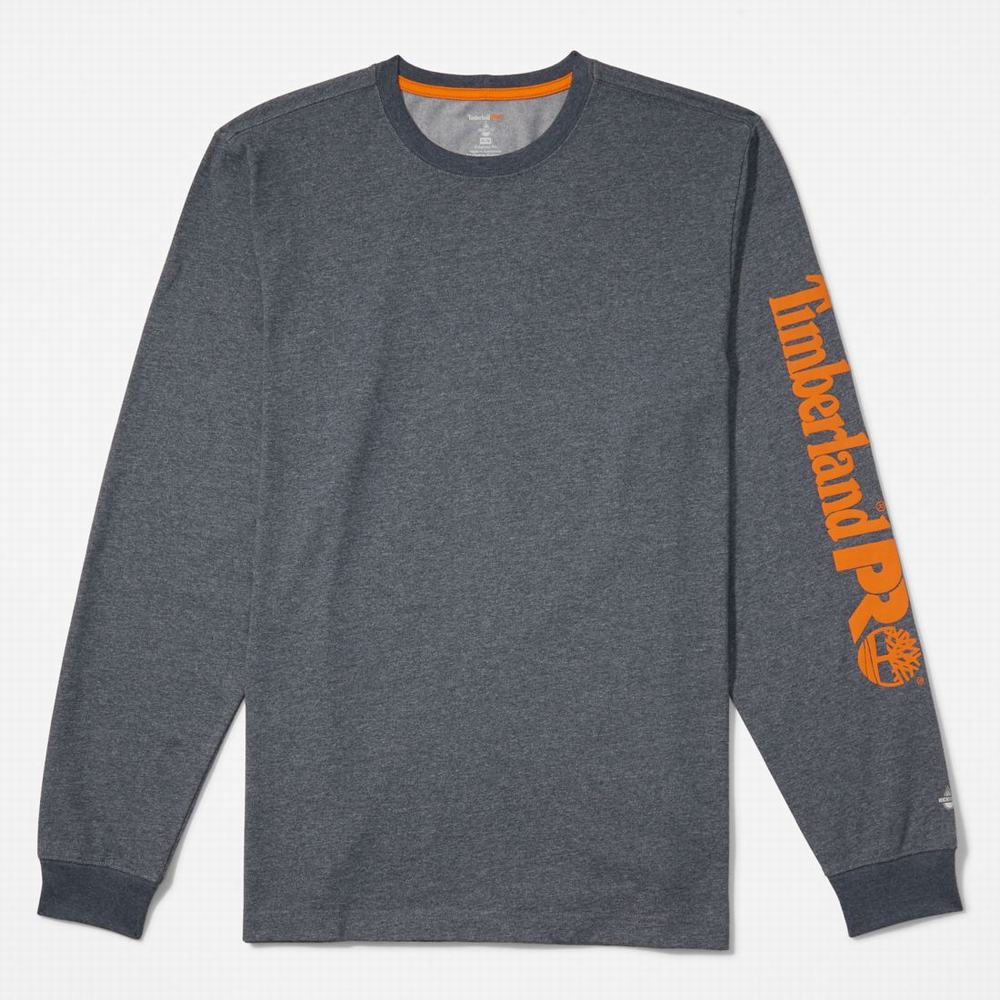 Timberland PRO® Base Plate Long-Sleeve Wicking Tişört Erkek Lacivert | TR-0892K