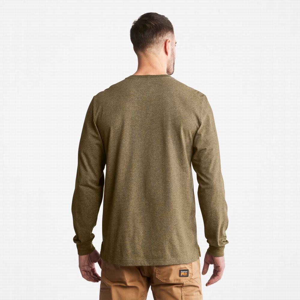 Timberland PRO® Base Plate Long-Sleeve Wicking Tişört Erkek Zeytin Yeşili | TR-1573J