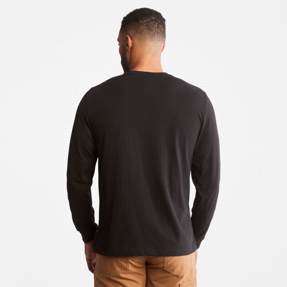 Timberland PRO® Base Plate Long-Sleeve Wicking Tişört Erkek Siyah | TR-7013X