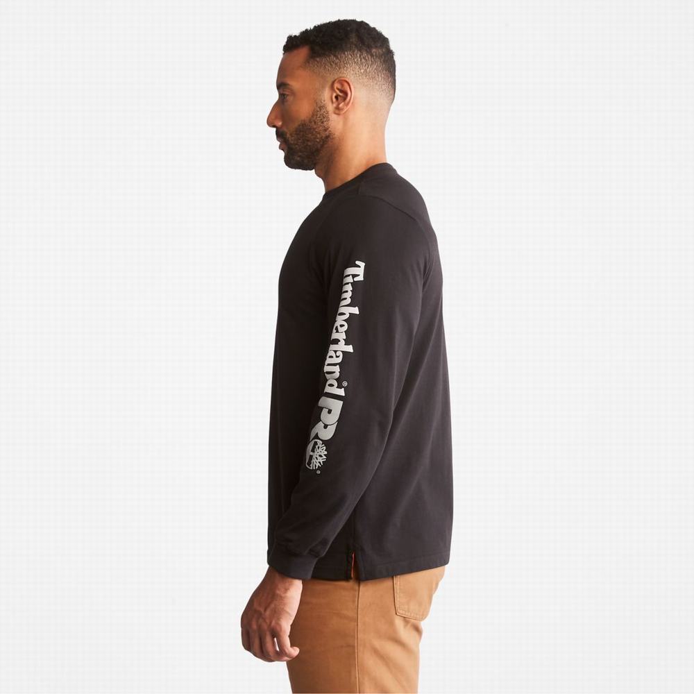 Timberland PRO® Base Plate Long-Sleeve Wicking Tişört Erkek Siyah | TR-7013X