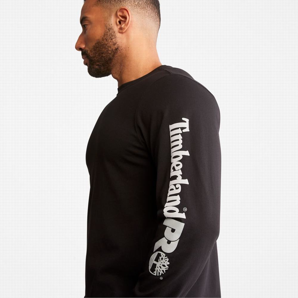 Timberland PRO® Base Plate Long-Sleeve Wicking Tişört Erkek Siyah | TR-7013X