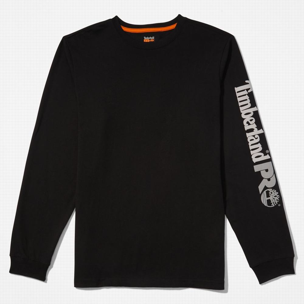 Timberland PRO® Base Plate Long-Sleeve Wicking Tişört Erkek Siyah | TR-7013X