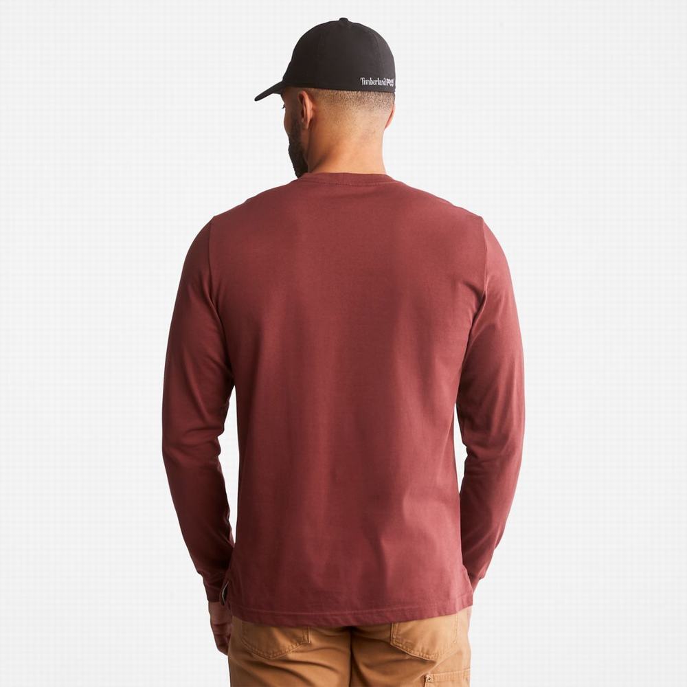 Timberland PRO® Base Plate Long-Sleeve Wicking Tişört Erkek Bordo | TR-8403L