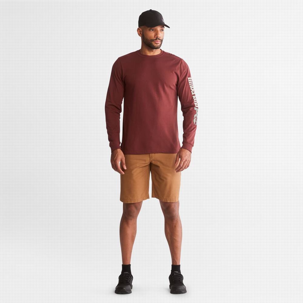 Timberland PRO® Base Plate Long-Sleeve Wicking Tişört Erkek Bordo | TR-8403L