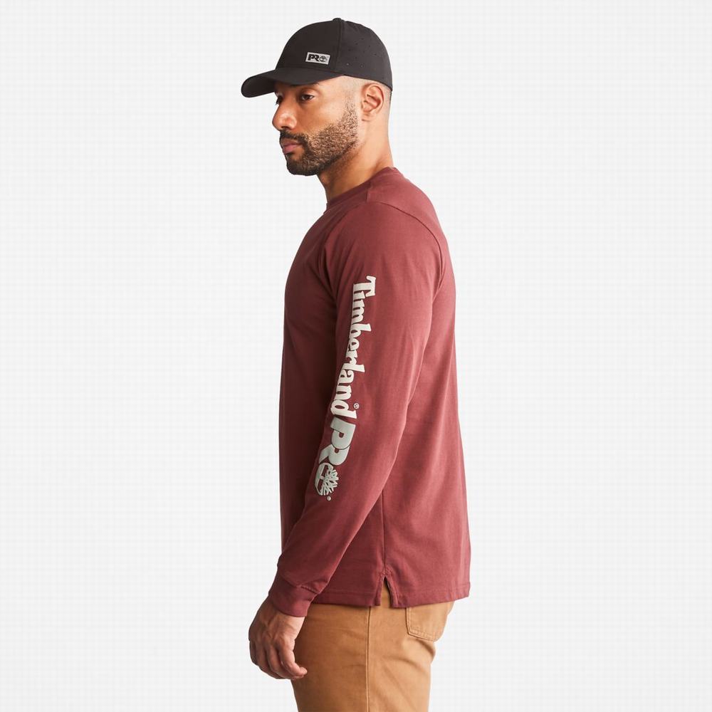 Timberland PRO® Base Plate Long-Sleeve Wicking Tişört Erkek Bordo | TR-8403L