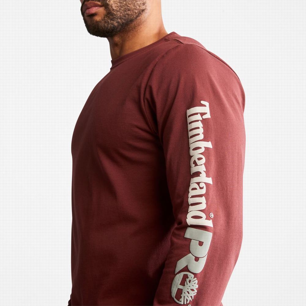 Timberland PRO® Base Plate Long-Sleeve Wicking Tişört Erkek Bordo | TR-8403L